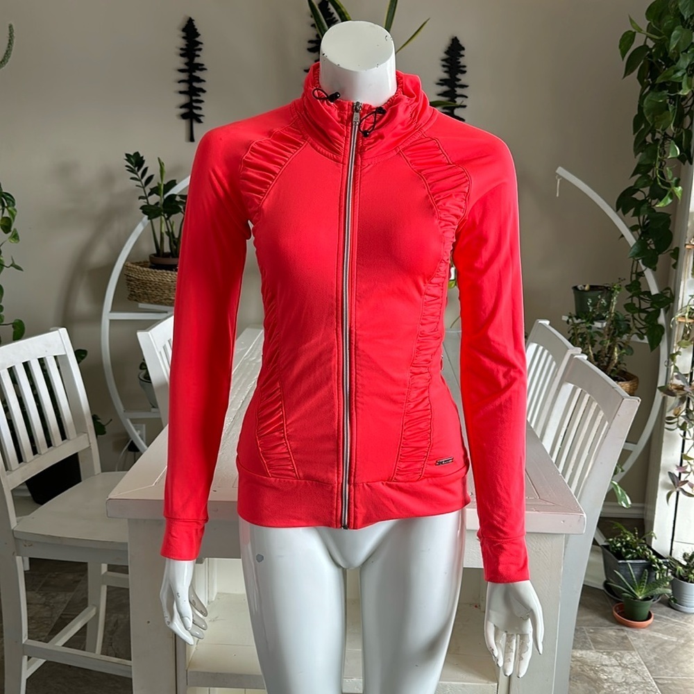 Sunice zip up neon windbreaker, hiking/running jacket made in Canada, XS